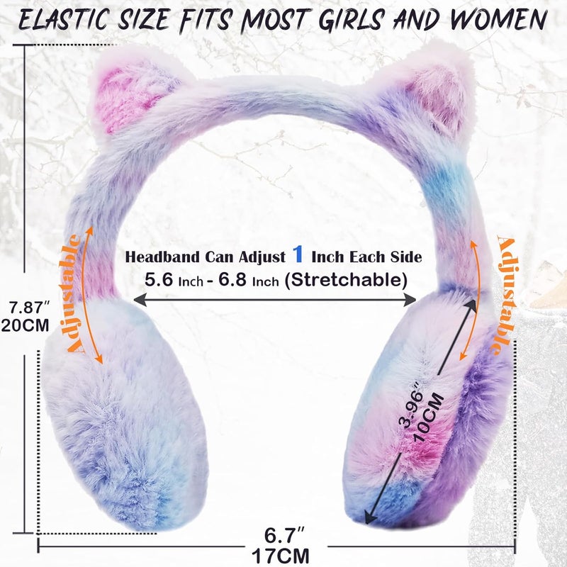 FYBW Ear Muffs Gloves Set for Kids, Winter Adjustable Sequins Warm Earmuffs for Kids Outdoor Cold Weather - Image 3